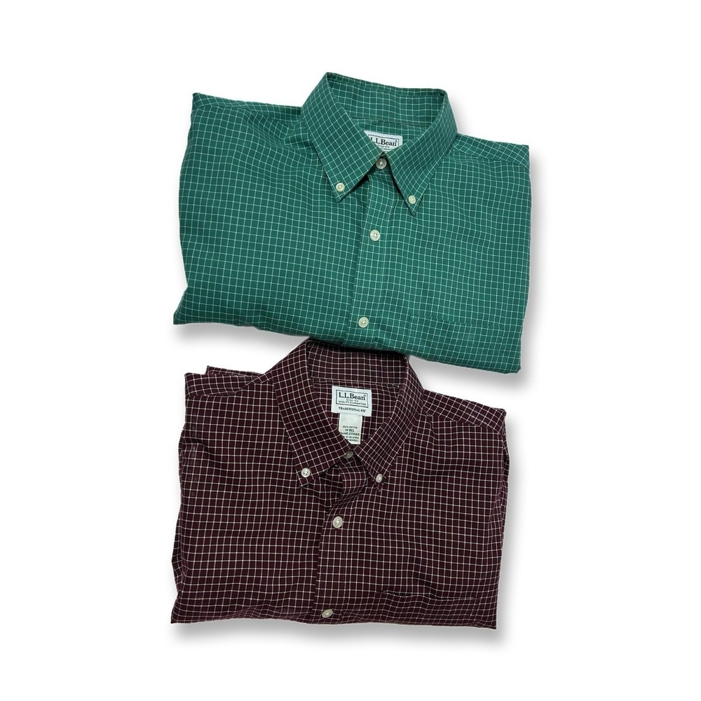 L.L. Bean Traditional Fit Shirts Mens Size Medium Wrinkle Free Button Down Lot 2